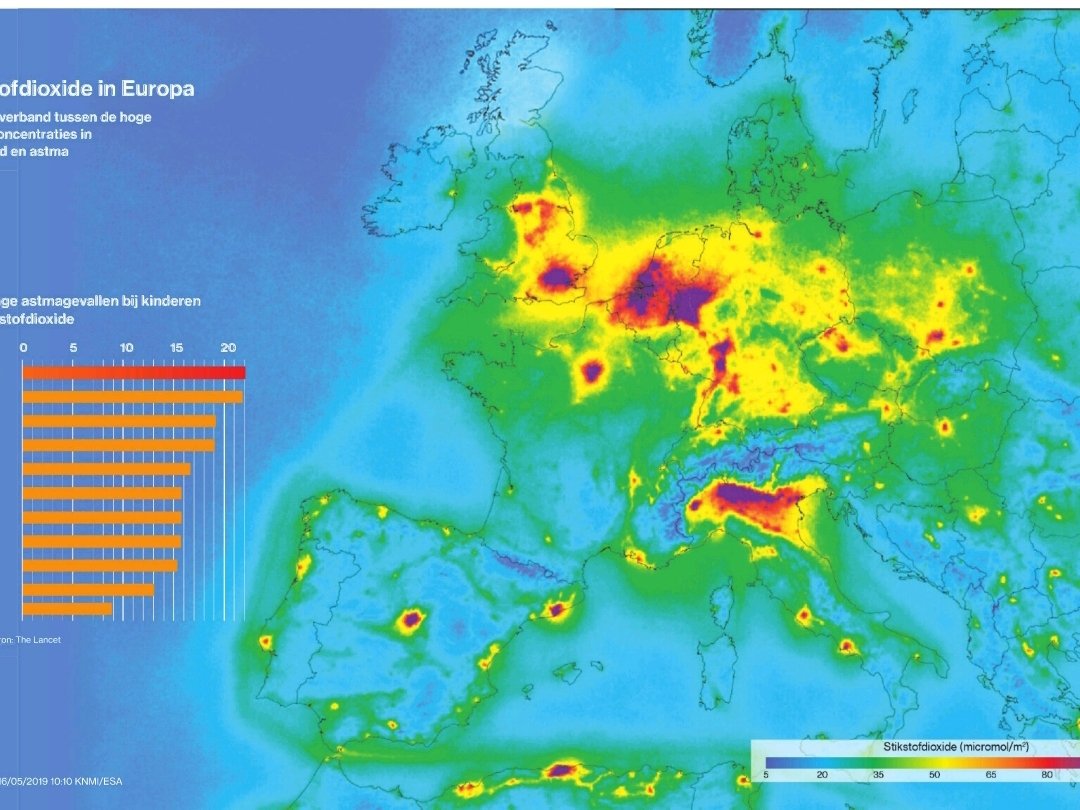 Mapa de dióxido de Carbono na Europa - Stikstof na Holanda
