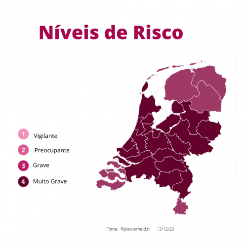 Mapa da Holanda por níveis risco do COVID_19 - 14/12-20